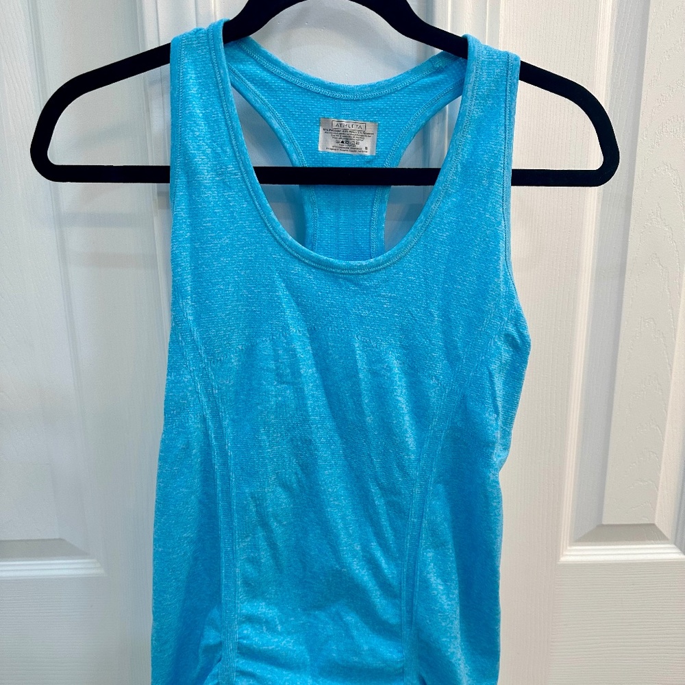 Athleta Bright Blue Racer-Back Full Length Tank Top